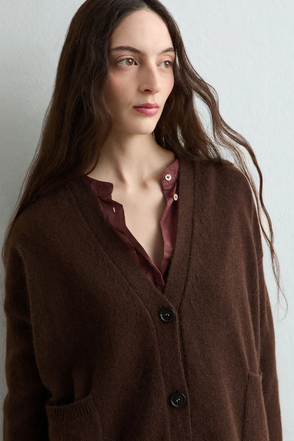 Massimo Alba Blanca cardigan brown cashmere alpaca boxy