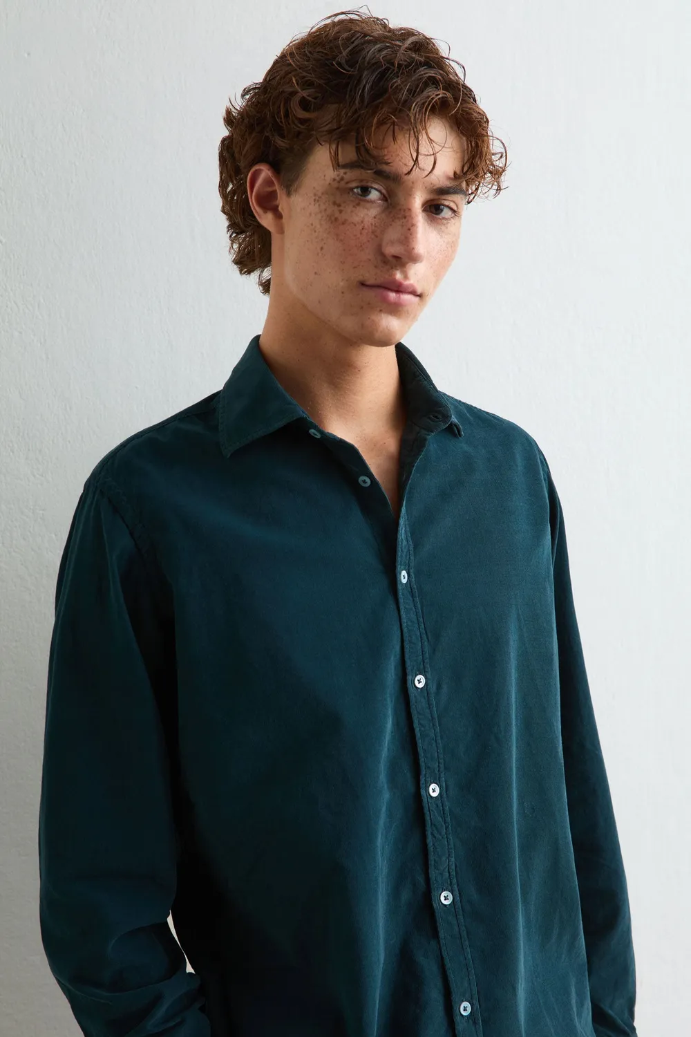 Massimo Alba Genova Camicia Uomo Steel Blue Velluto Coste