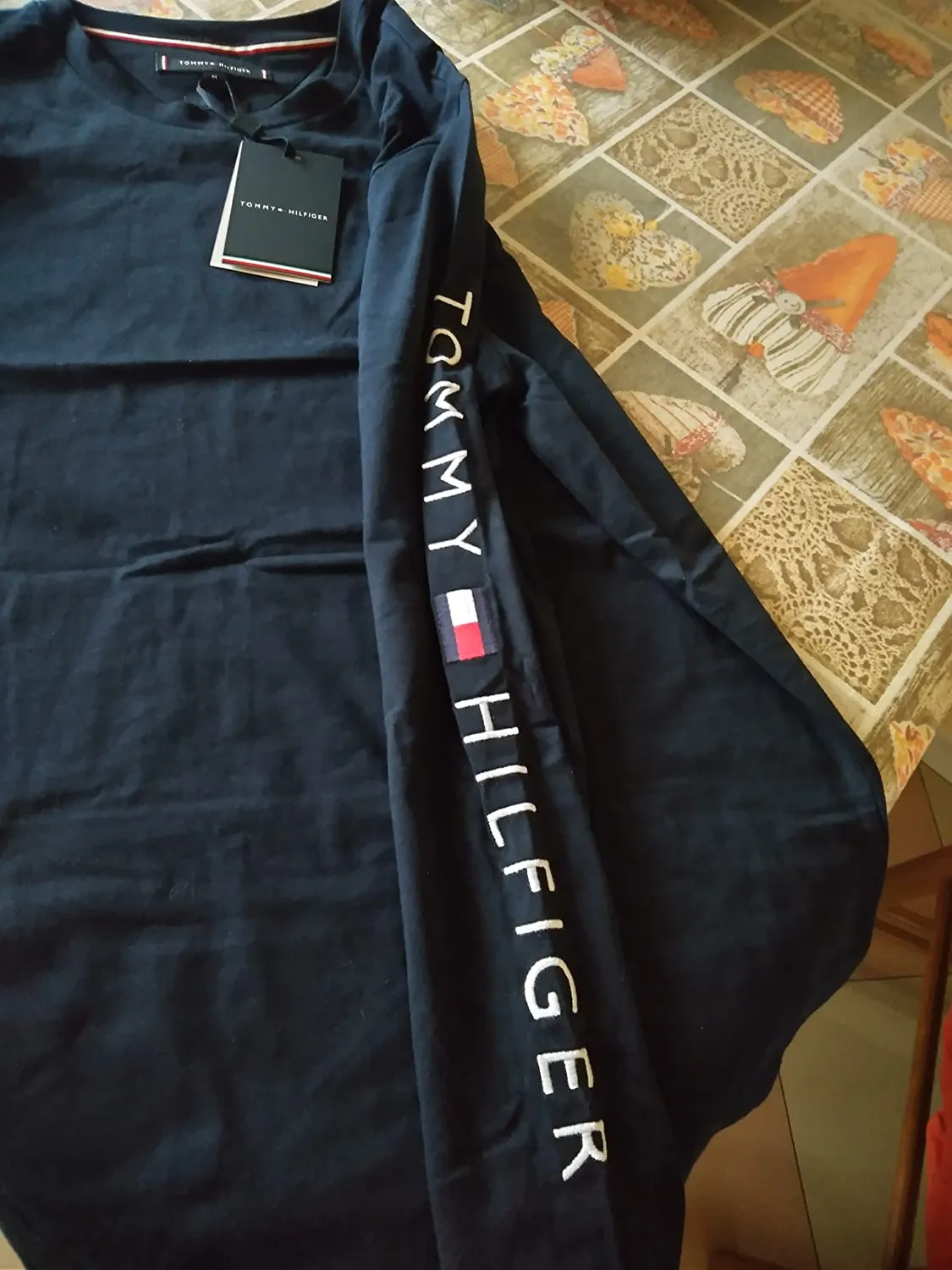 Tommy Hilfiger Logo maglia uomo maniche lunghe cotone nera