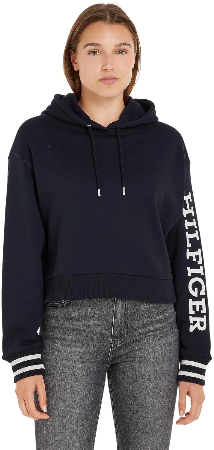 Tommy Hilfiger Reg Monotype WW0WW39140 Felpa Crop Donna XL Blu