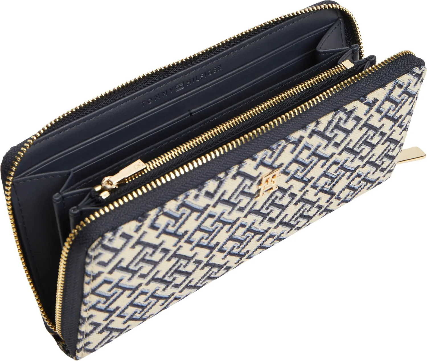 Tommy Hilfiger TH Icon portafoglio donna zip blu grande