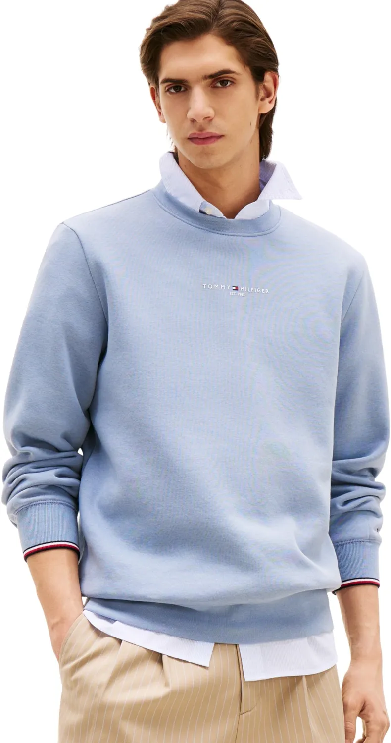 Tommy Logo Crewneck Felpa Girocollo Blu Uomo