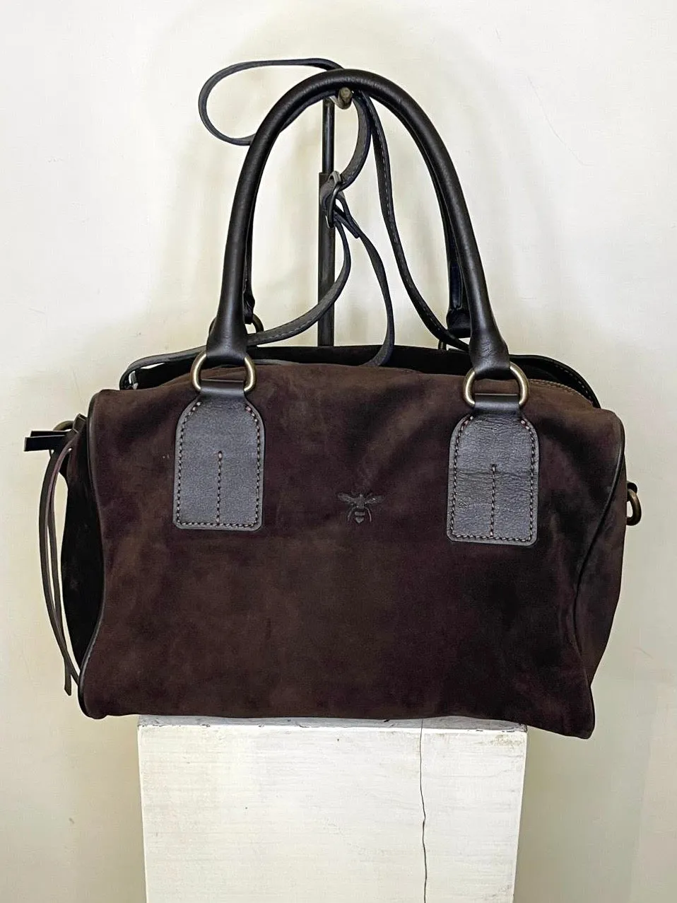 LOL Roma bauletto Lucca borsa tortora suede pelle