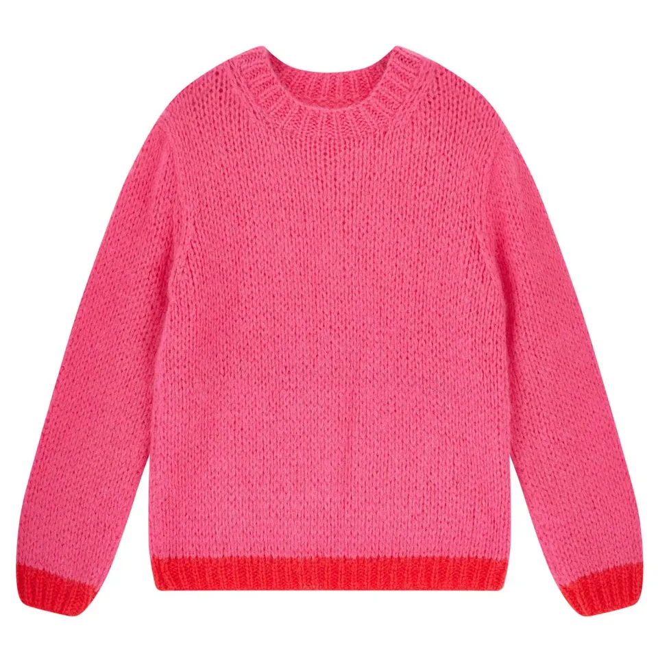 Jumper 1234 Hand Knit Tipped Crew maglione mohair rosa