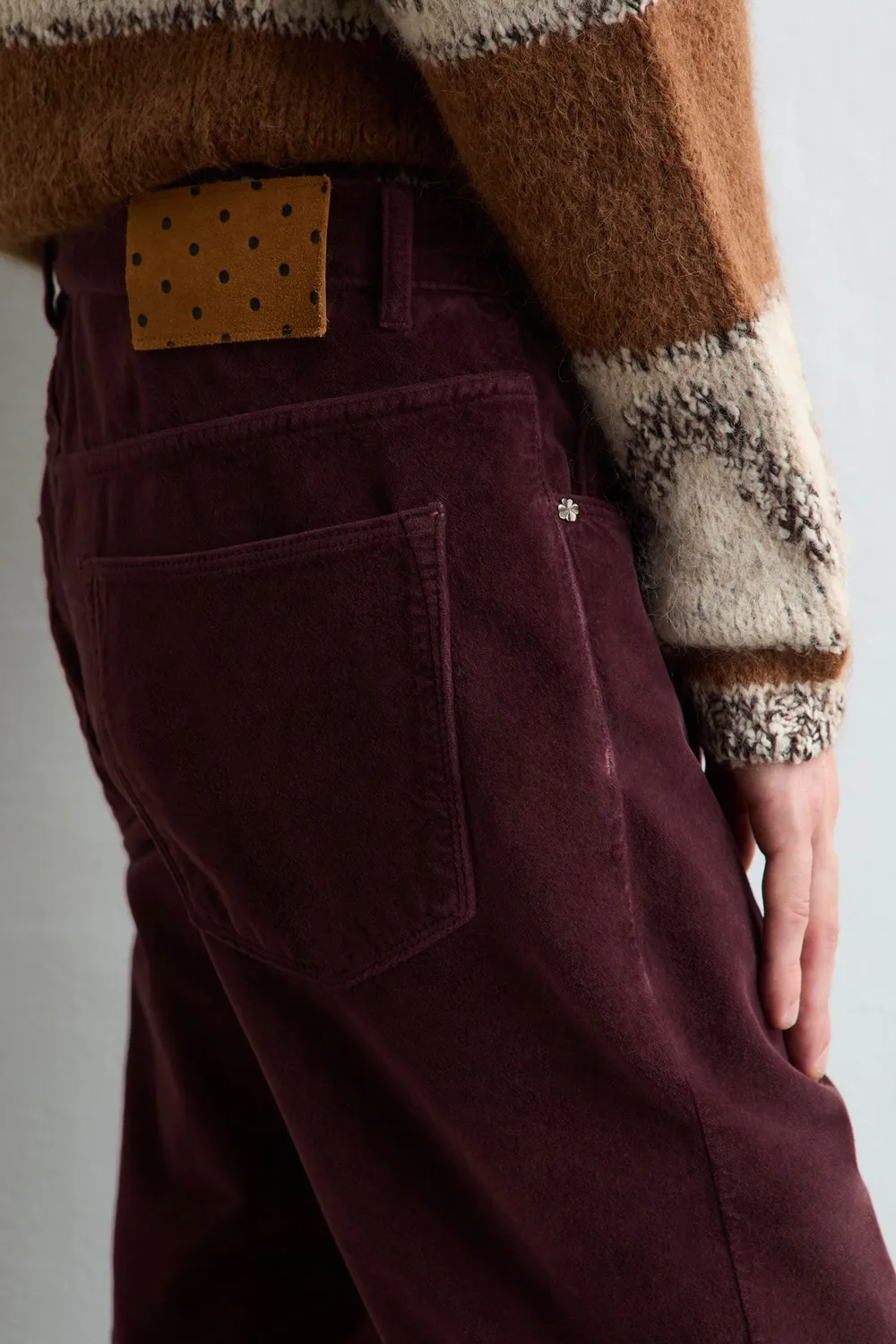 Massimo Alba Alunga pantalone rose brown velluto