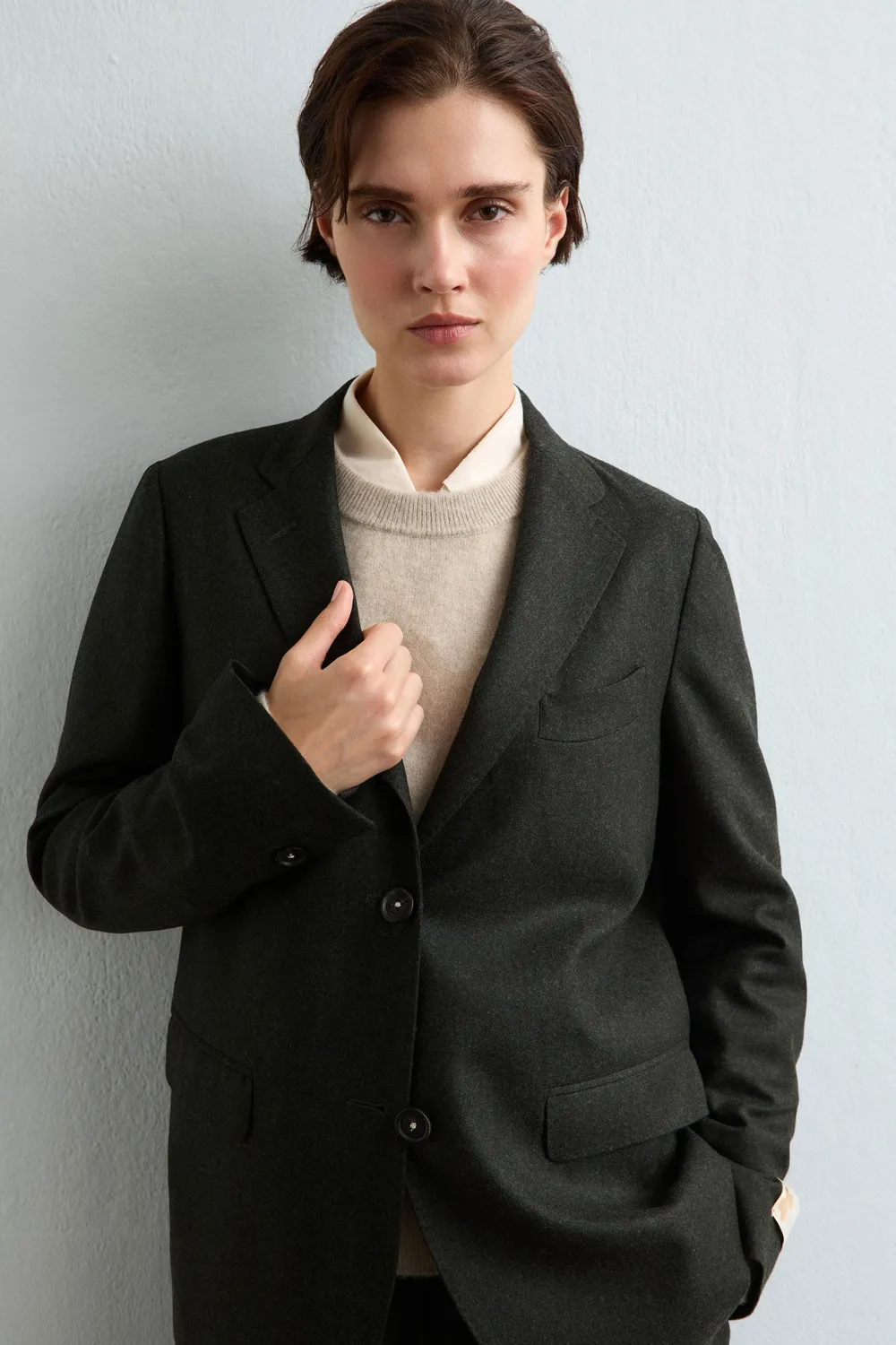 Massimo Alba TOLOSA giacca dark green in flanella lana