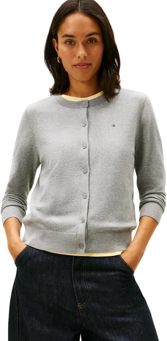 Tommy Hilfiger Jersey Fine Cardigan Donna Grigio Leggero