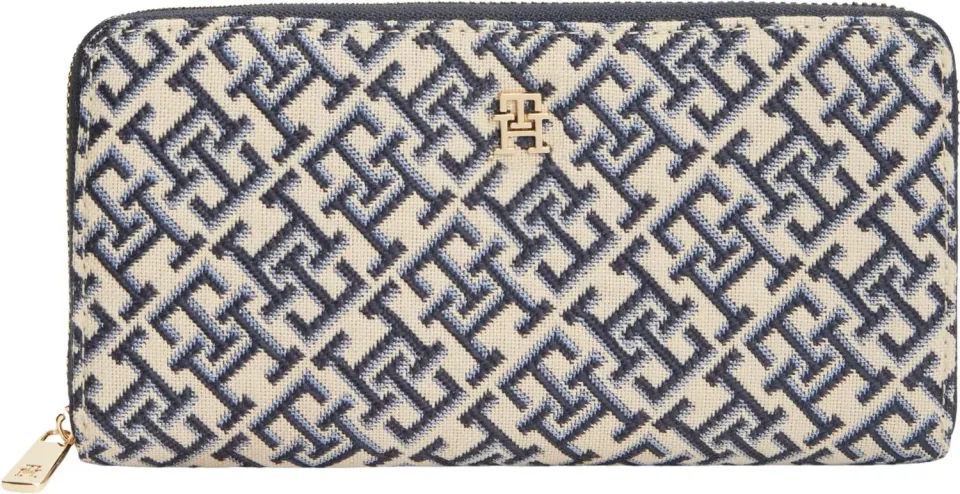 Tommy Hilfiger TH Icon portafoglio donna zip blu grande