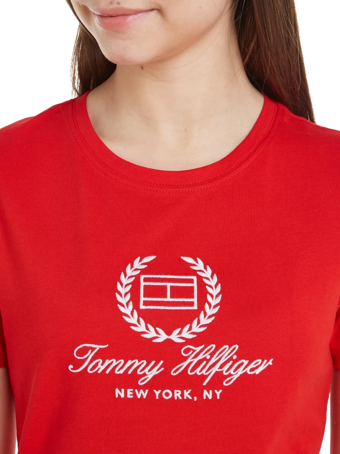Tommy Hilfiger Slim Flag Tee t-shirt donna rosso slim