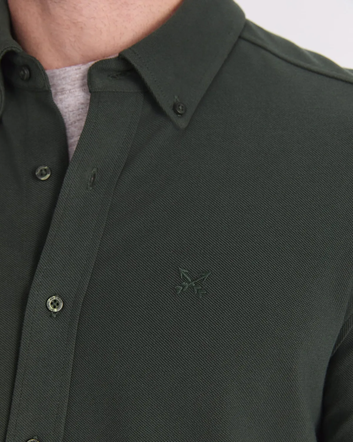 Sportscraft Pique camicia uomo cotone manica lunga