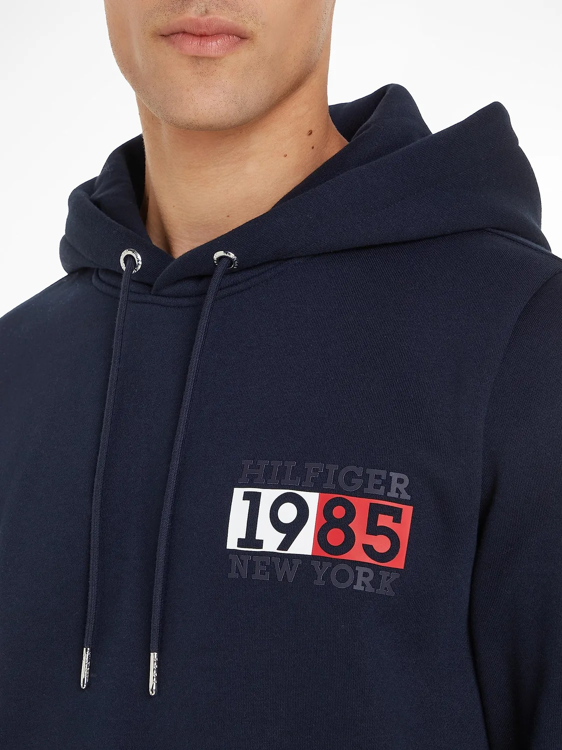Tommy Hilfiger felpa con cappuccio uomo L blu cotone
