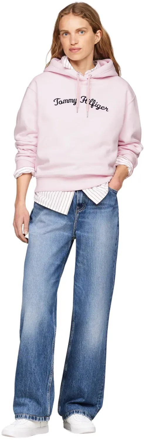Tommy Hilfiger felpa donna con cappuccio regular fit rosa