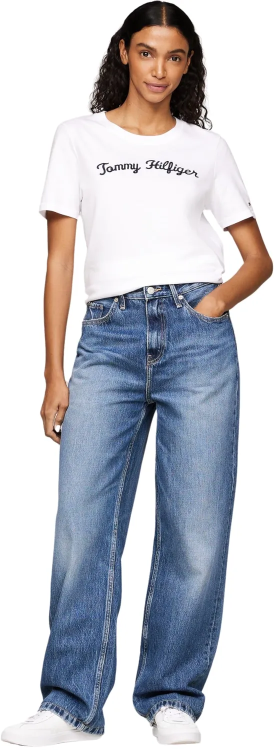 Tommy Hilfiger Script t-shirt donna bianca scollo rotondo