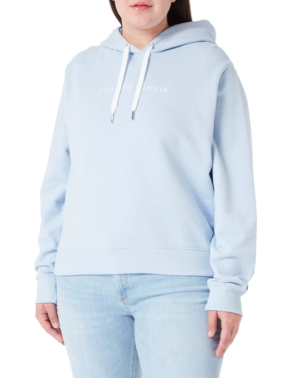 Tommy Hilfiger felpa cappuccio donna rosa pastel pink 46 cotone