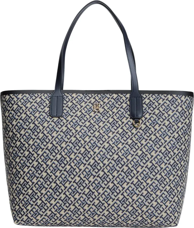Tommy Hilfiger Icon Jacquard borsa tote blu monogramma