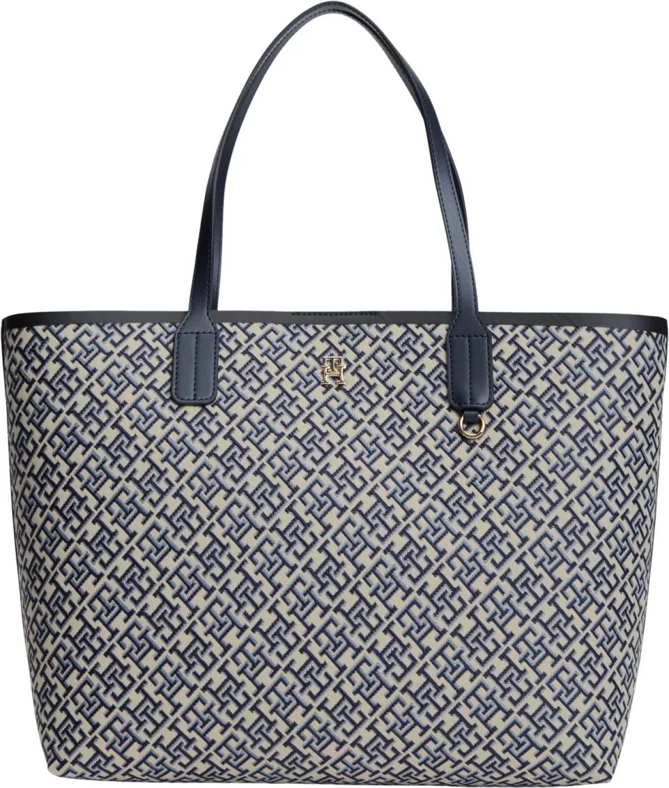 Tommy Hilfiger Icon Jacquard borsa tote blu monogramma