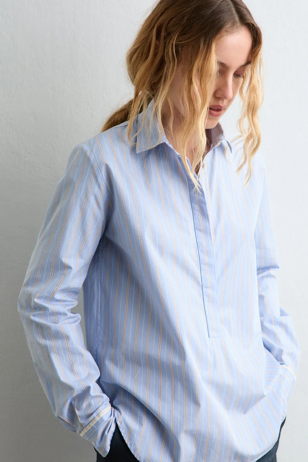 Massimo Alba Marysol blusa donna sky cotone