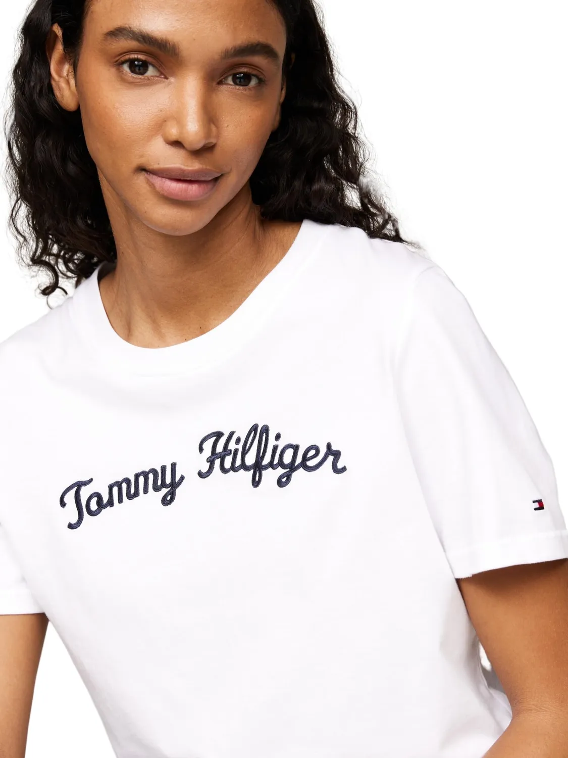 Tommy Hilfiger Script t-shirt donna bianca scollo rotondo