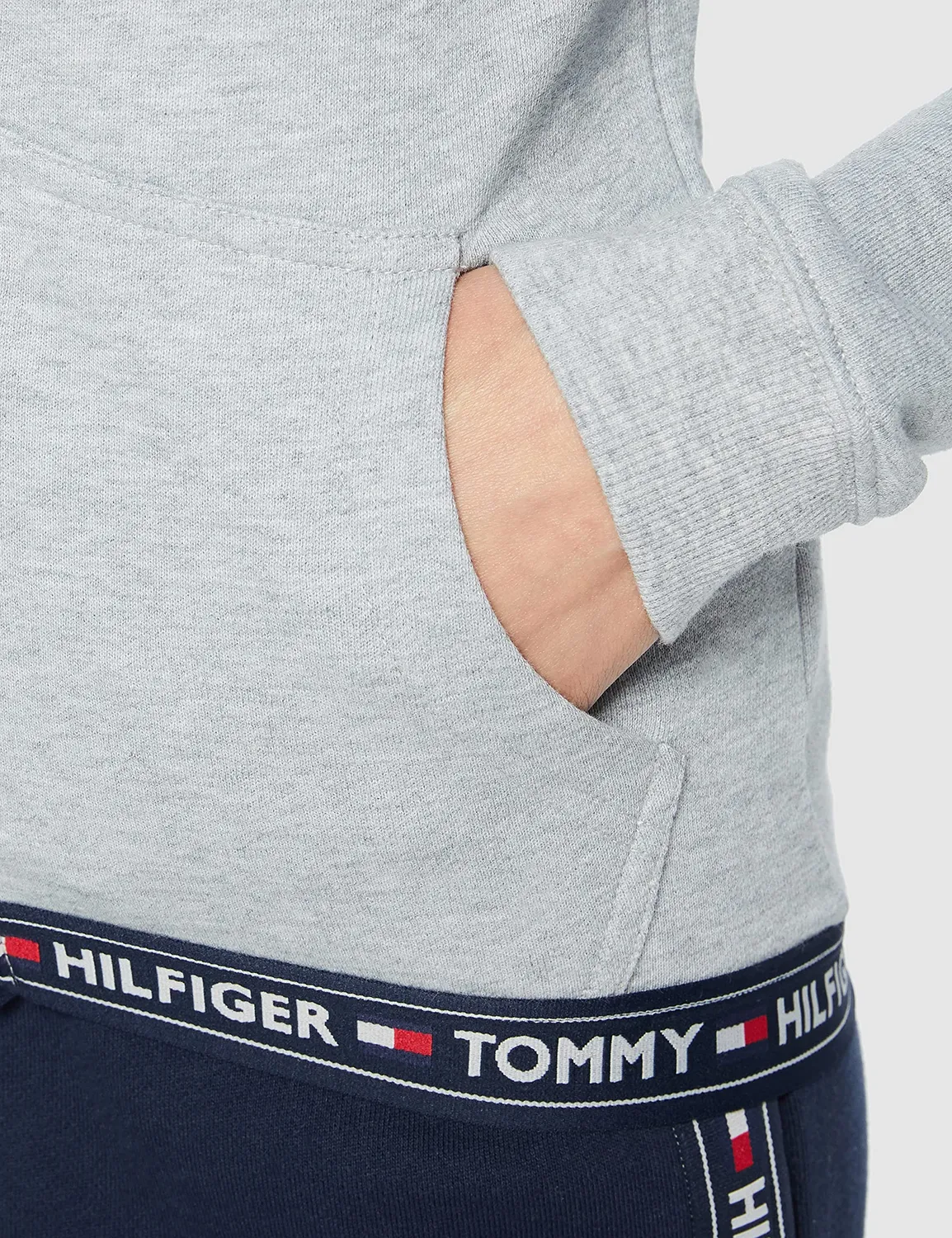 Tommy Hilfiger Terry felpa zip donna cappuccio blu navy