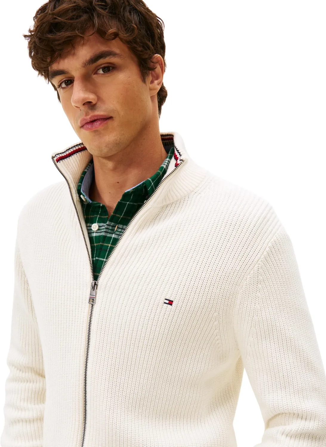 Tommy Hilfiger Rib Zip Through pullover uomo zip collo coreano