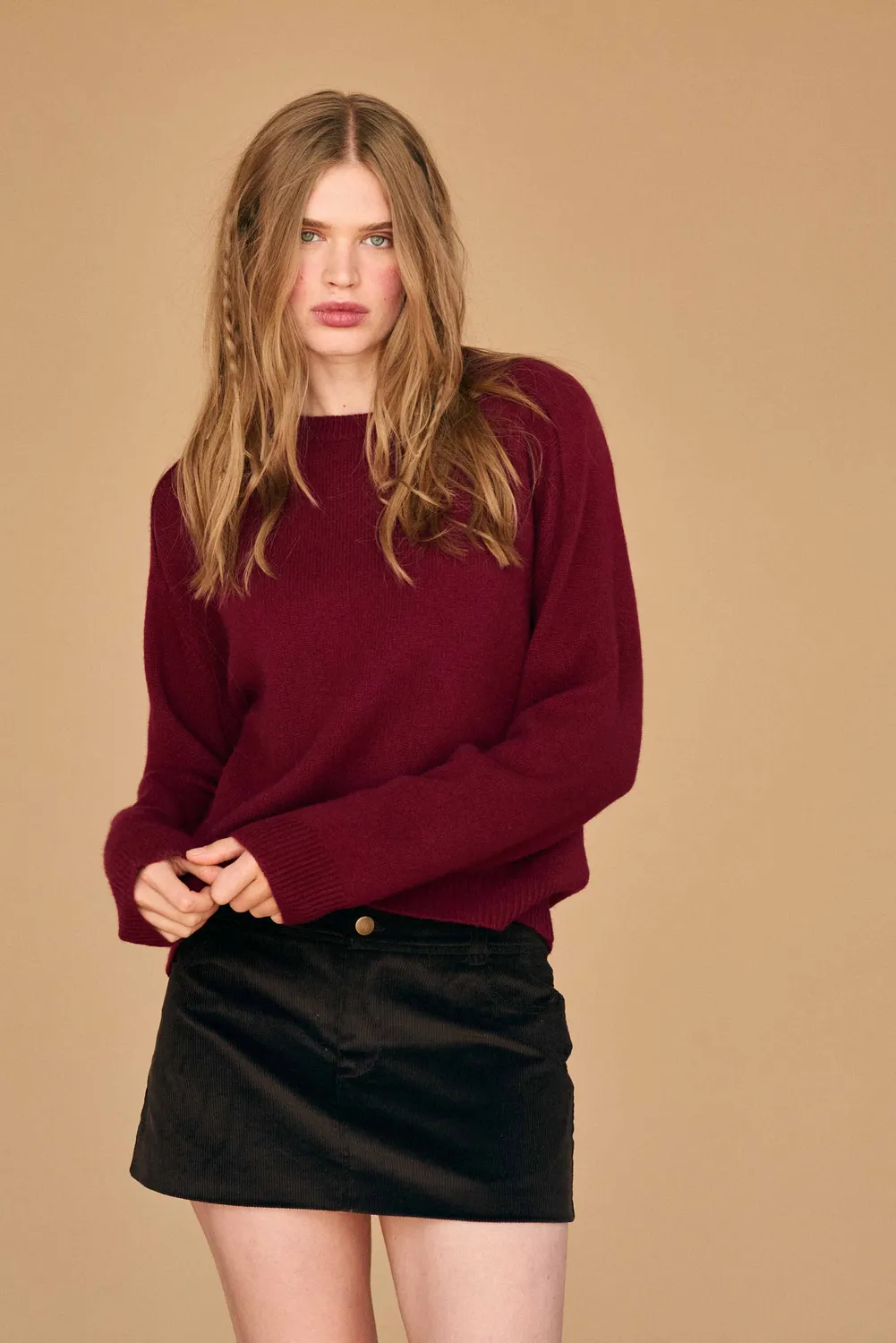 Jumper 1234 Oversize Crew maglione bordeaux cashmere