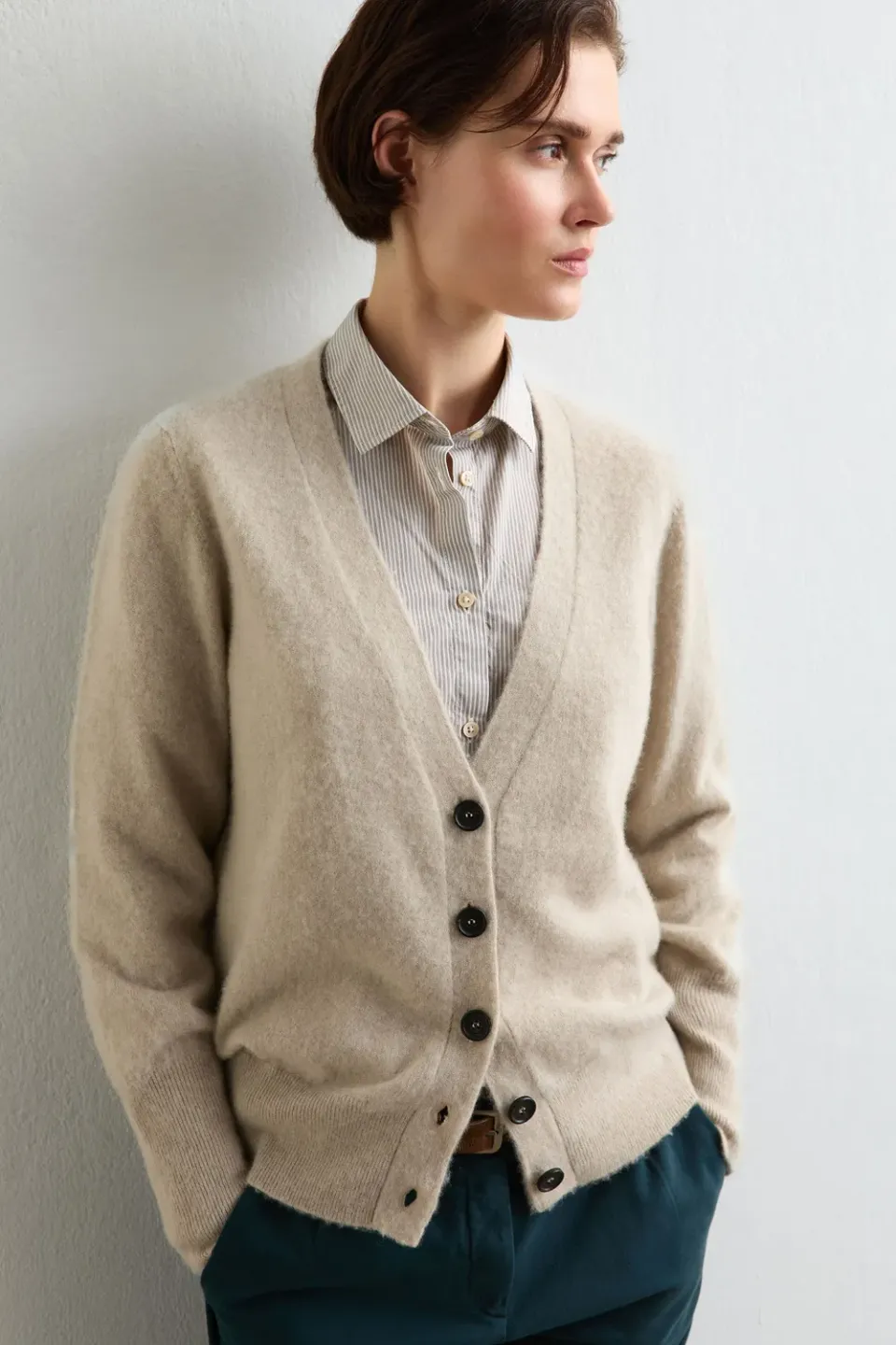 Massimo Alba Hope cardigan cashmere sesame donna