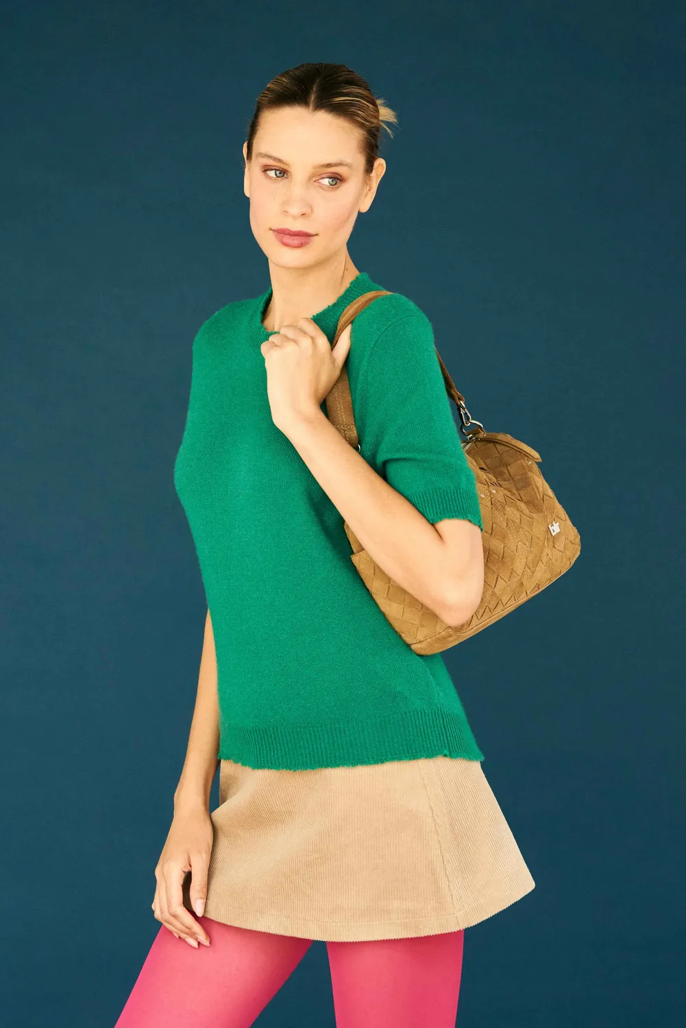 Jumper 1234 Distressed T-Shirt maglia cashmere verde