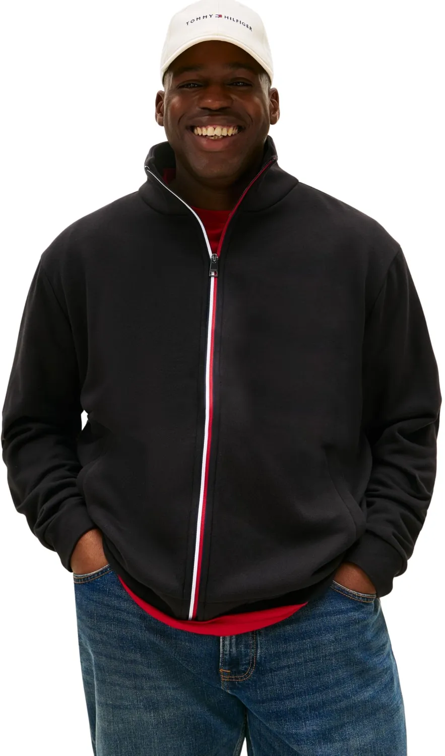 Tommy Hilfiger Global Stripe felpa azzurra con zip