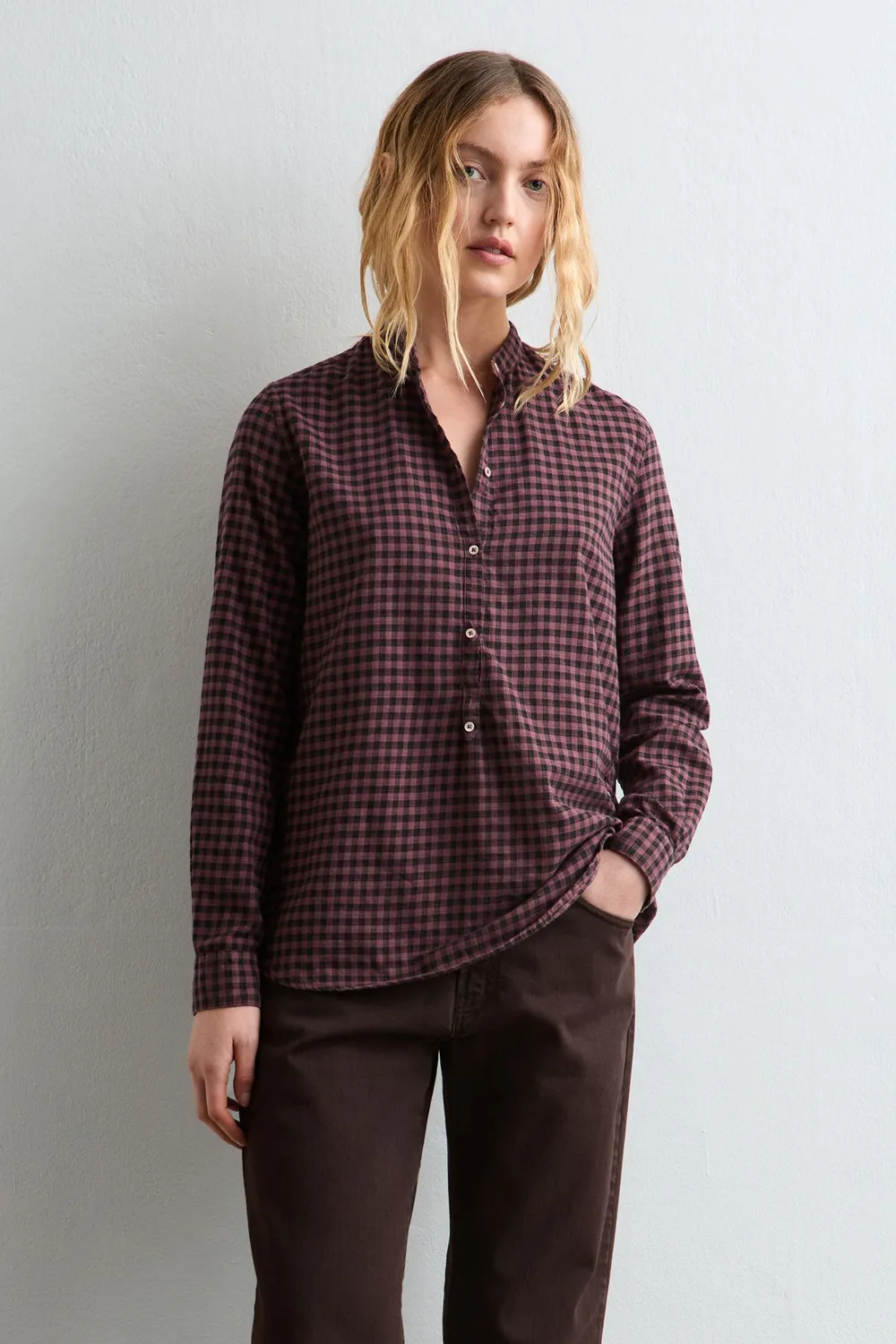 Massimo Alba Leontine camicia donna rose brown in cotone