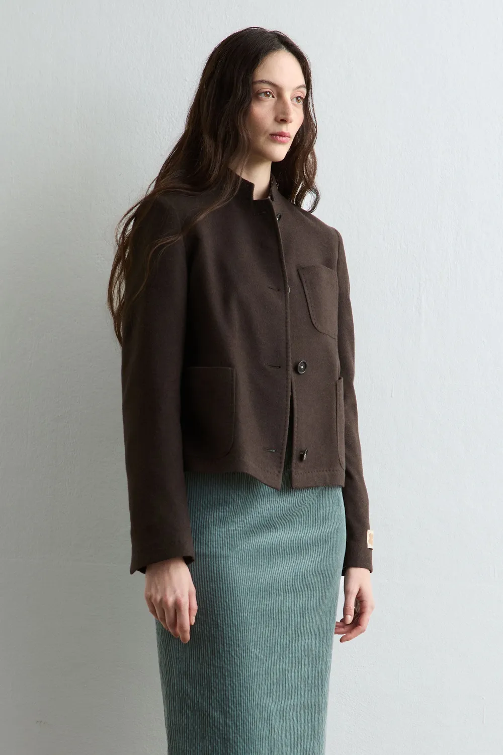 Massimo Alba Agra giacca corta marrone lana e cashmere
