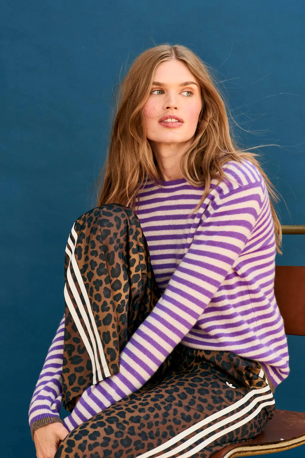 Jumper 1234 Little Stripe maglione cashmere viola pietra