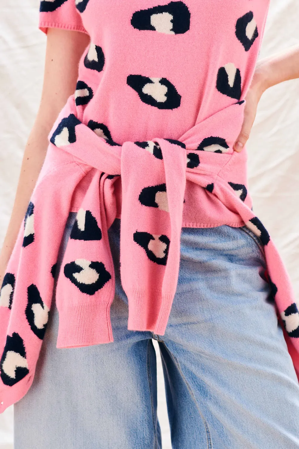 Jumper 1234 Leopard cardigan cashmere rosa maculato