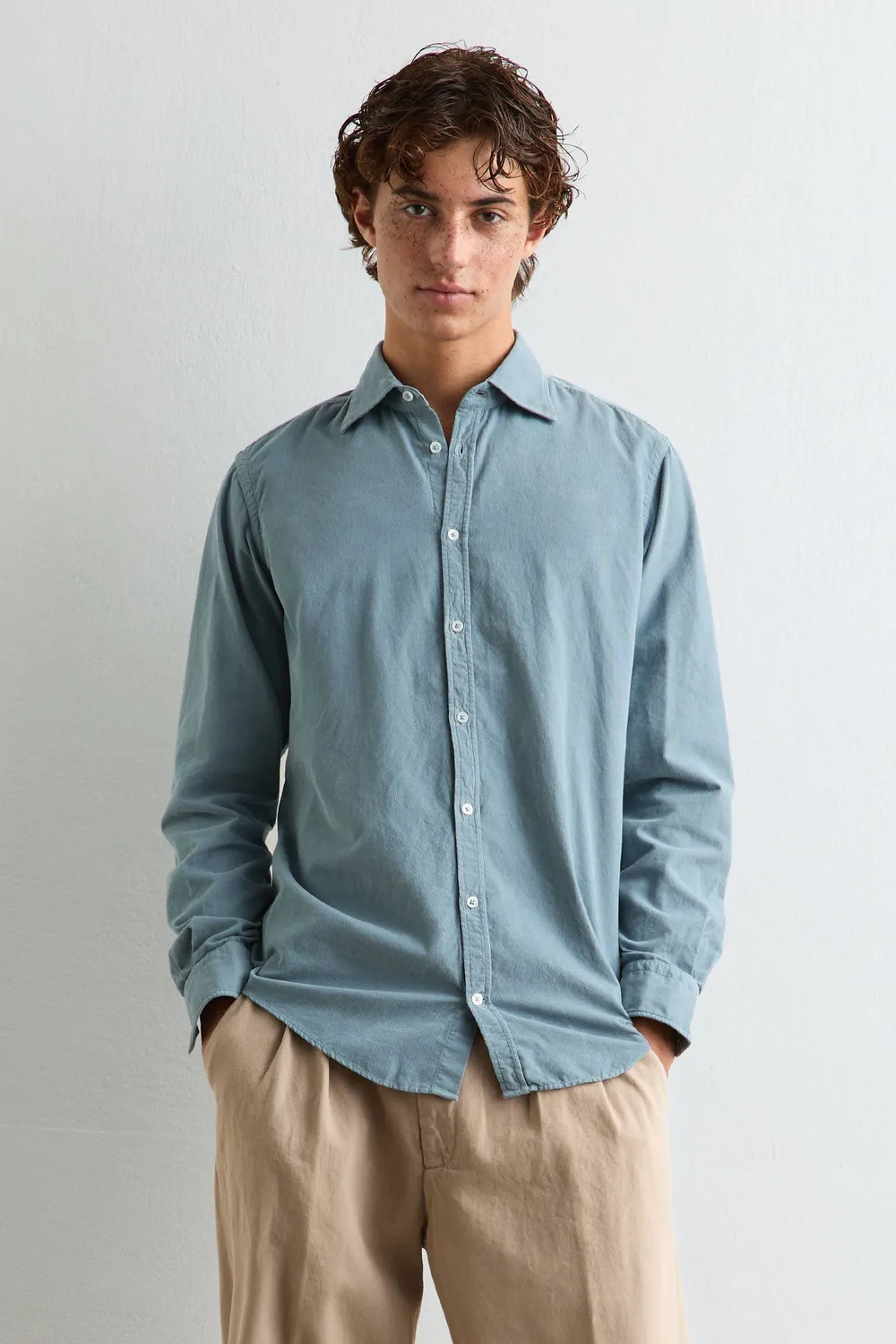 Massimo Alba Genova camicia velluto air blue