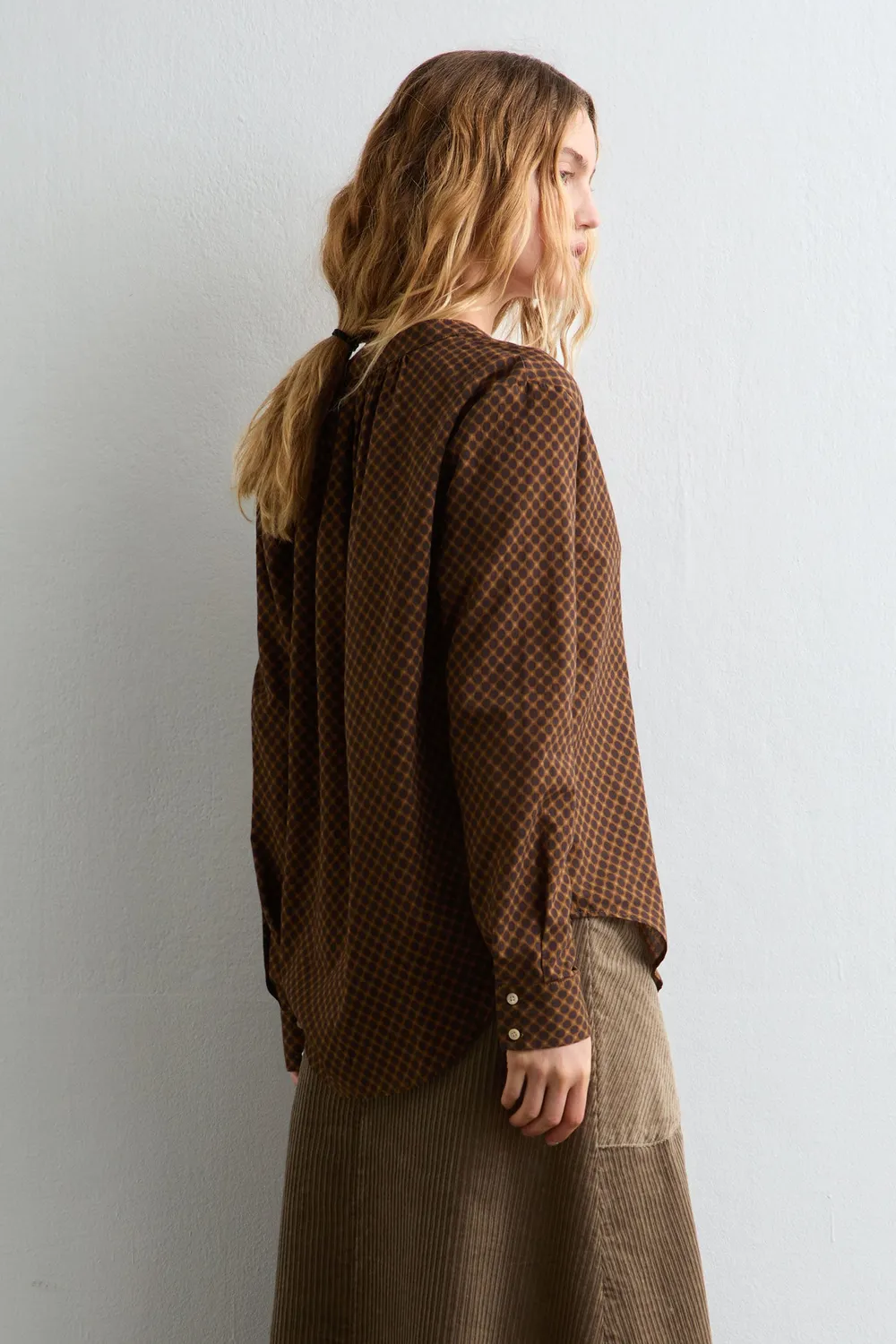 Massimo Alba Yvonne blusa camel cotone e cashmere