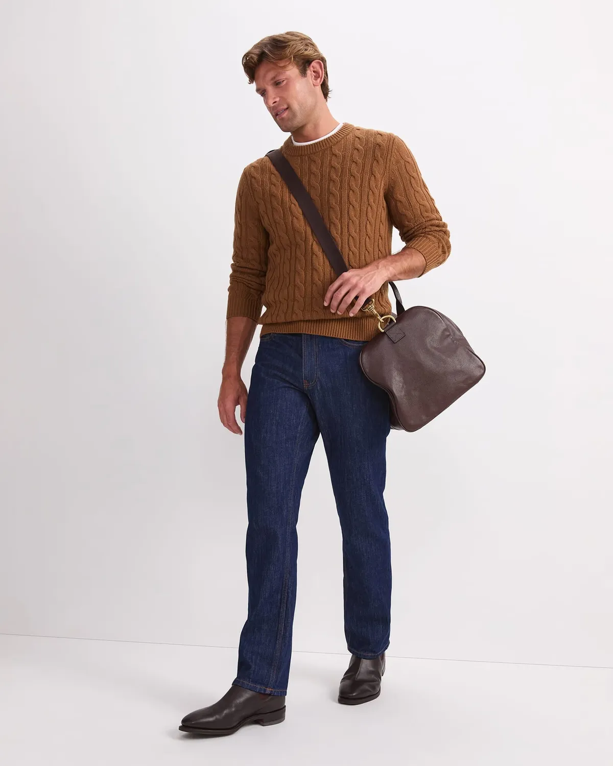 Sportscraft Cable Knit Maglione girocollo trecce lana