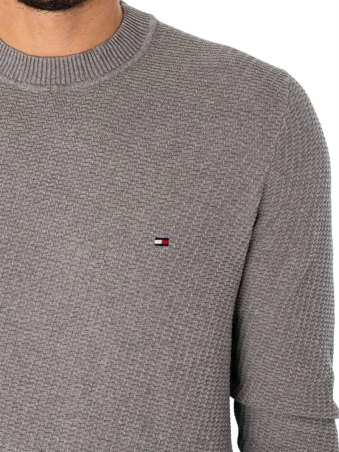Tommy Hilfiger Rectangular Structure maglione uomo grigio M