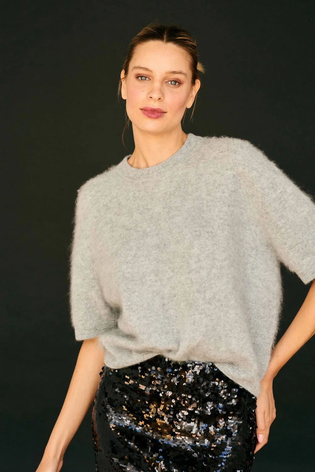 Jumper 1234 Brushed T-shirt maglia cashmere grigia