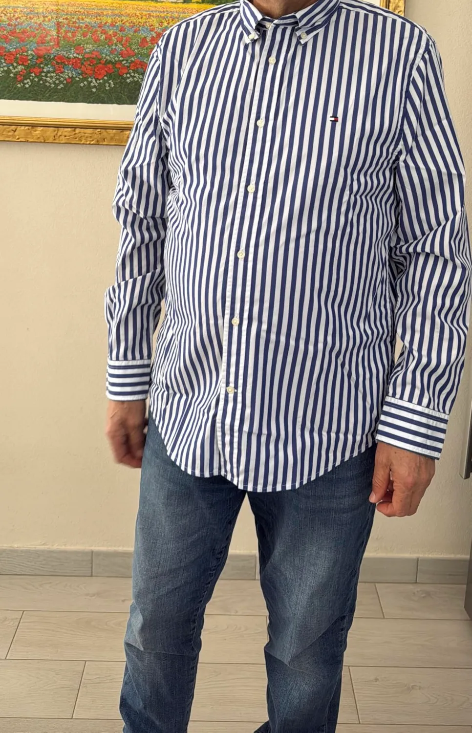 Tommy Hilfiger Flex Poplin MW0MW42440 Camicia Uomo L Riga Aqua
