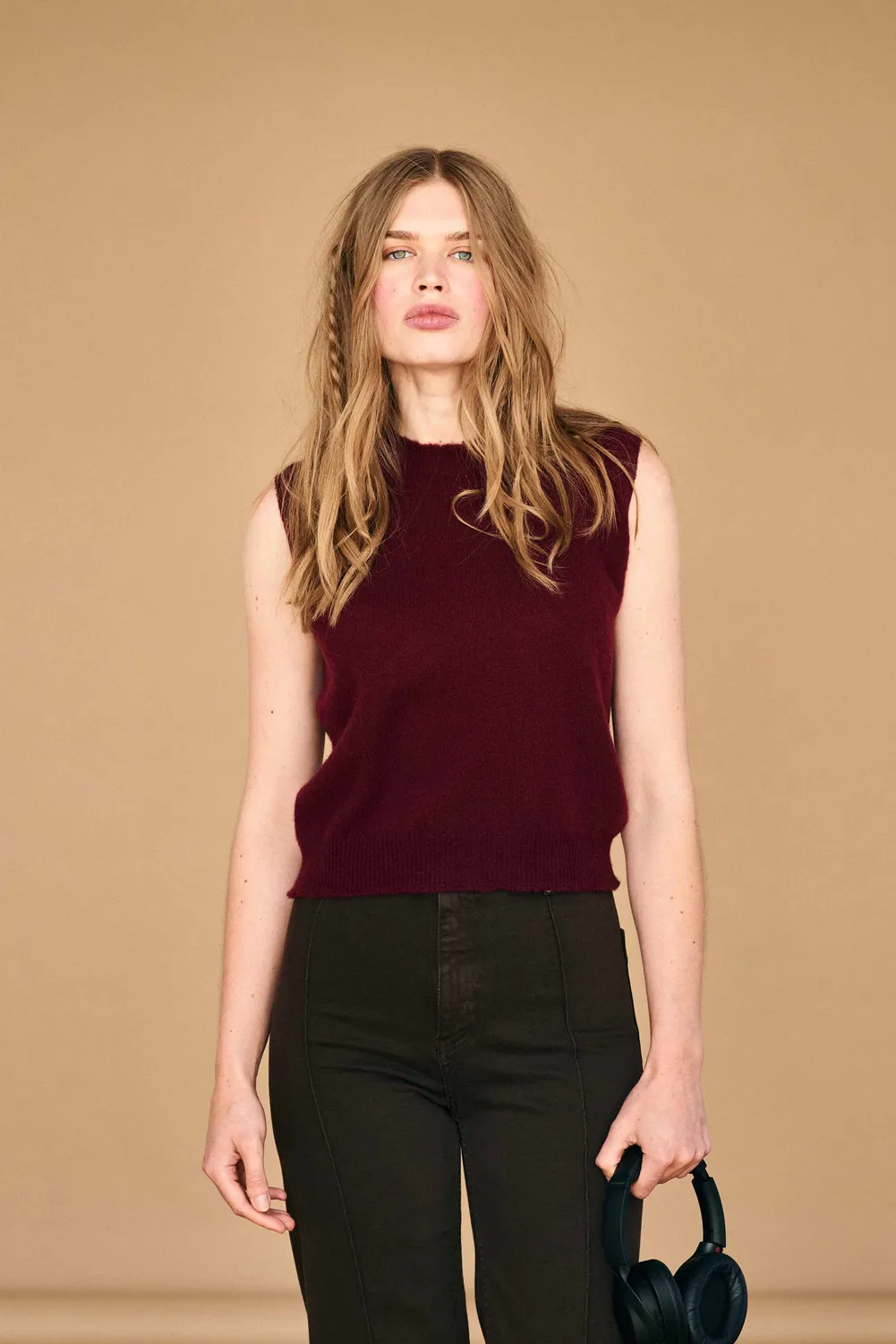 Jumper 1234 Cashmere Distressed Tank gilet bordeaux cashmere