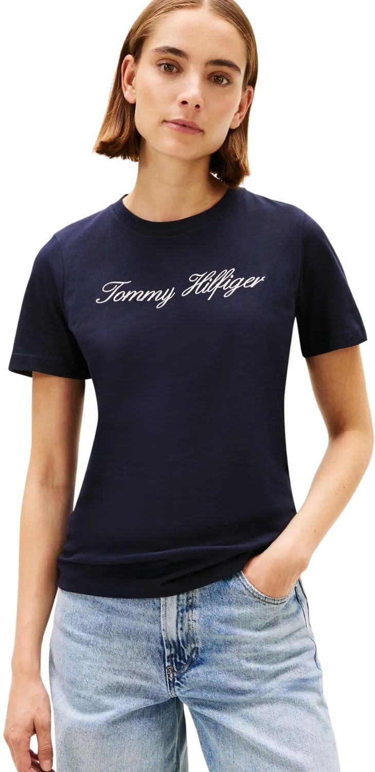 Tommy Hilfiger Script t-shirt donna bianca scollo rotondo