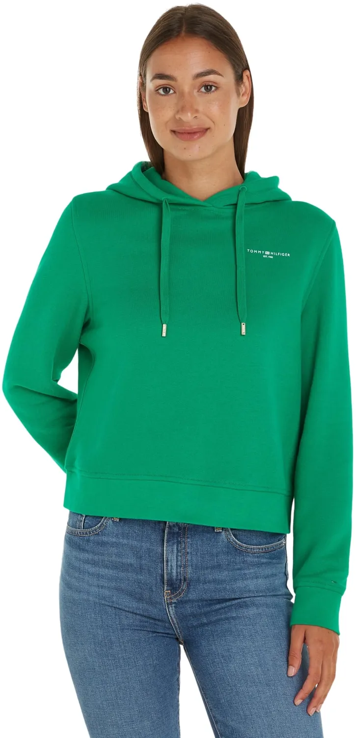 Tommy Hilfiger Logo Hoodie felpa donna rosa con cappuccio