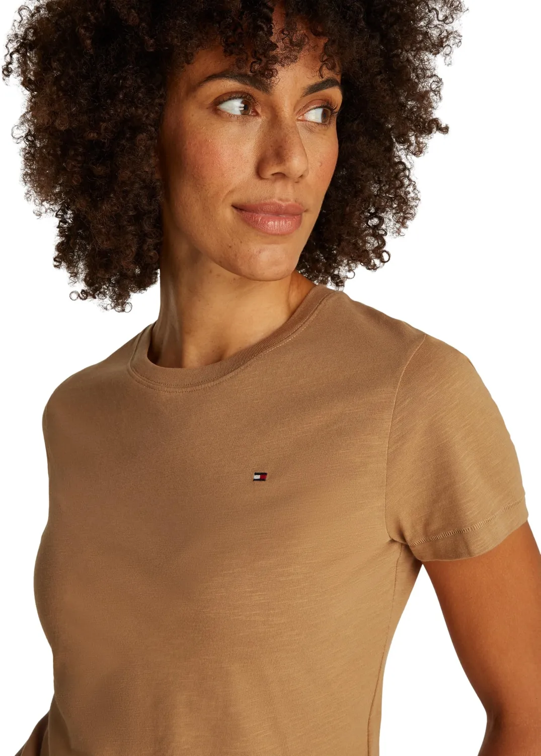 Tommy Hilfiger Slim T-Shirt Donna Scollo Rotondo Cotone