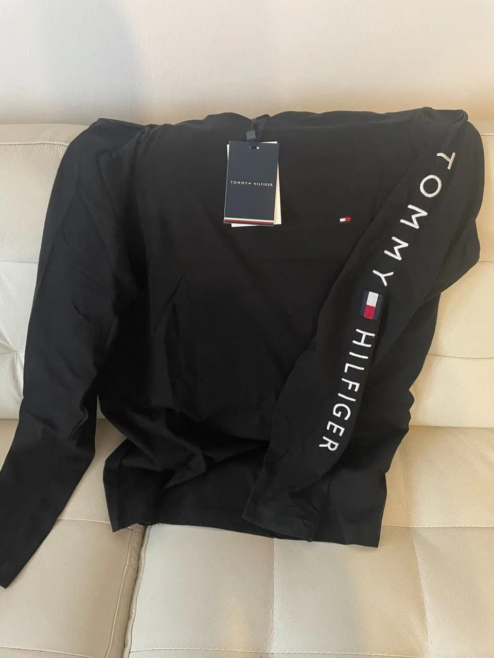Tommy Hilfiger Logo maglia uomo maniche lunghe cotone nera