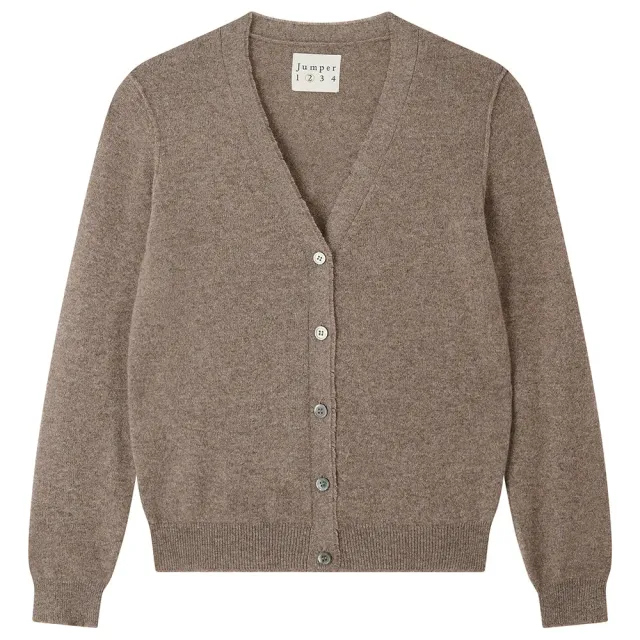JUMPER 1234 Distressed Vee Cardigan marrone 100% cashmere