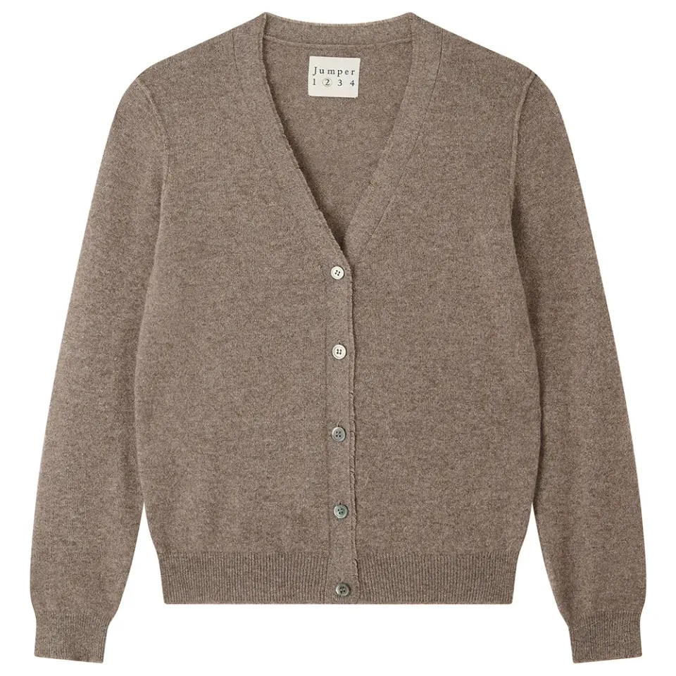 JUMPER 1234 Distressed Vee Cardigan marrone 100% cashmere