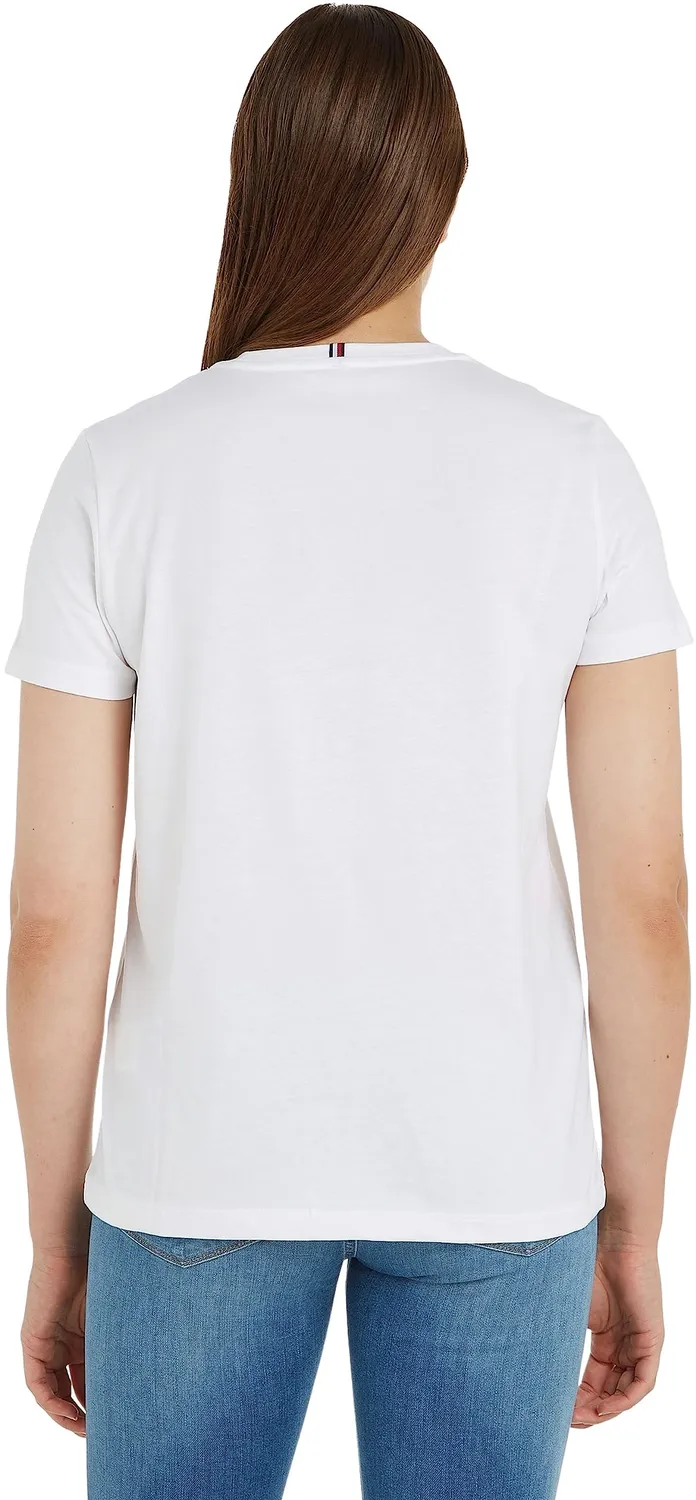 Tommy T-shirt donna bianco Optic White grafica cotone