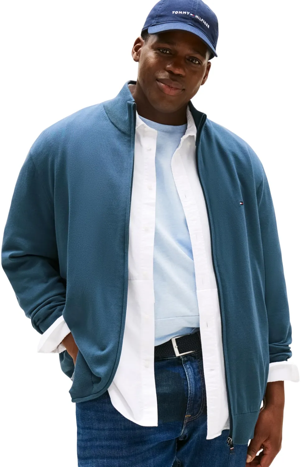 Tommy Hilfiger Essential Zip Thru Pullover Blu Desert Sky