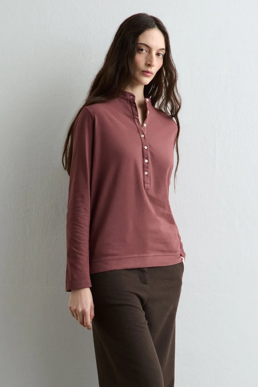 Massimo Alba Java2 maglia donna rose brown cotone