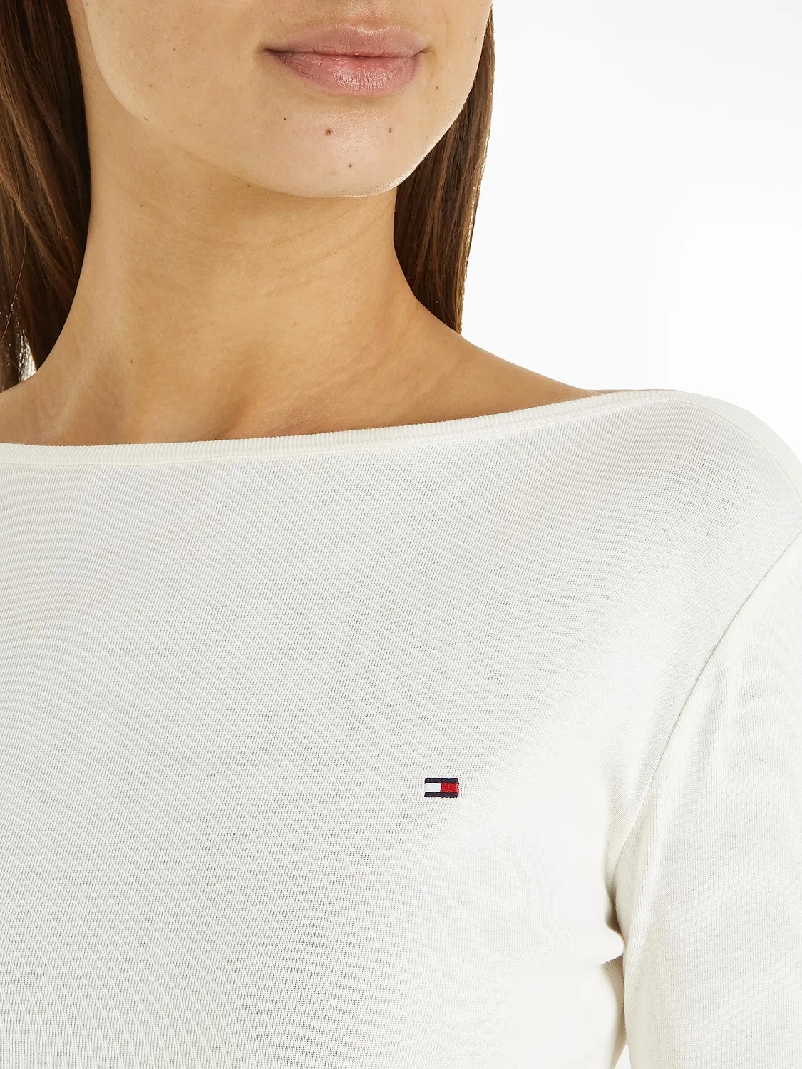 Tommy Hilfiger New Cody Slim maglia donna scollo barca bianco Ecru