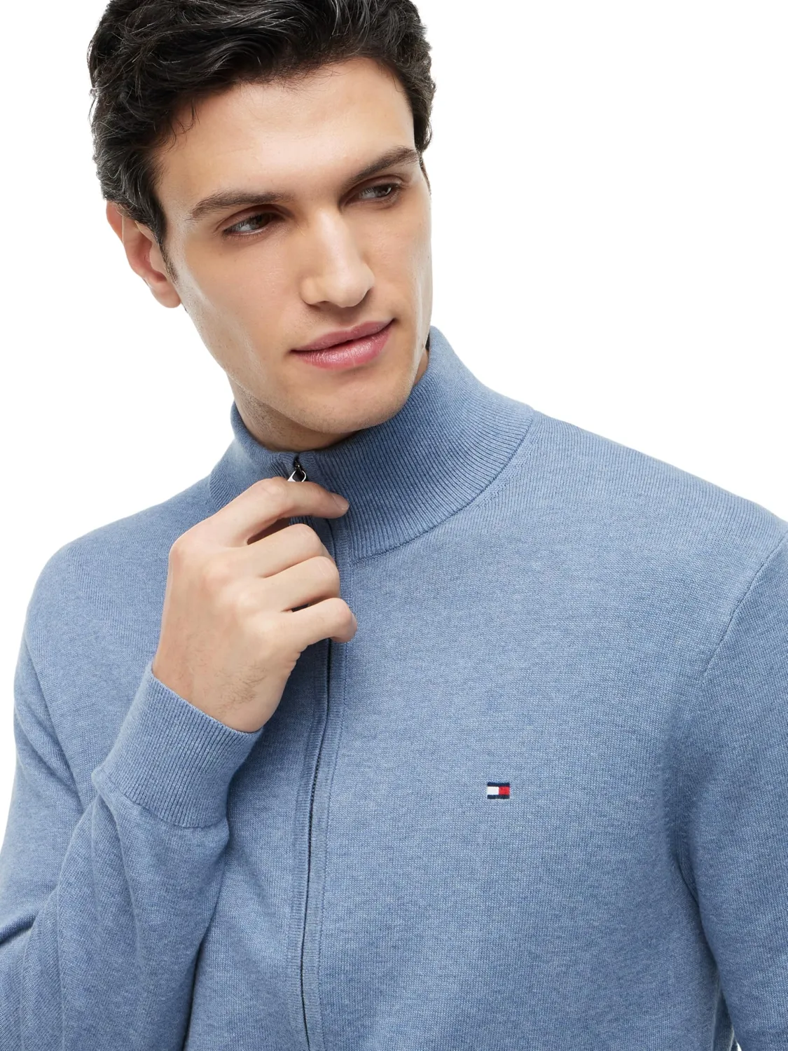 Tommy Hilfiger Essential Cotton MW0MW36517 maglione uomo nero zip